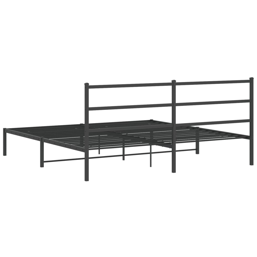 Cadre de lit métal sans matelas avec tête de lit noir 200x200cm