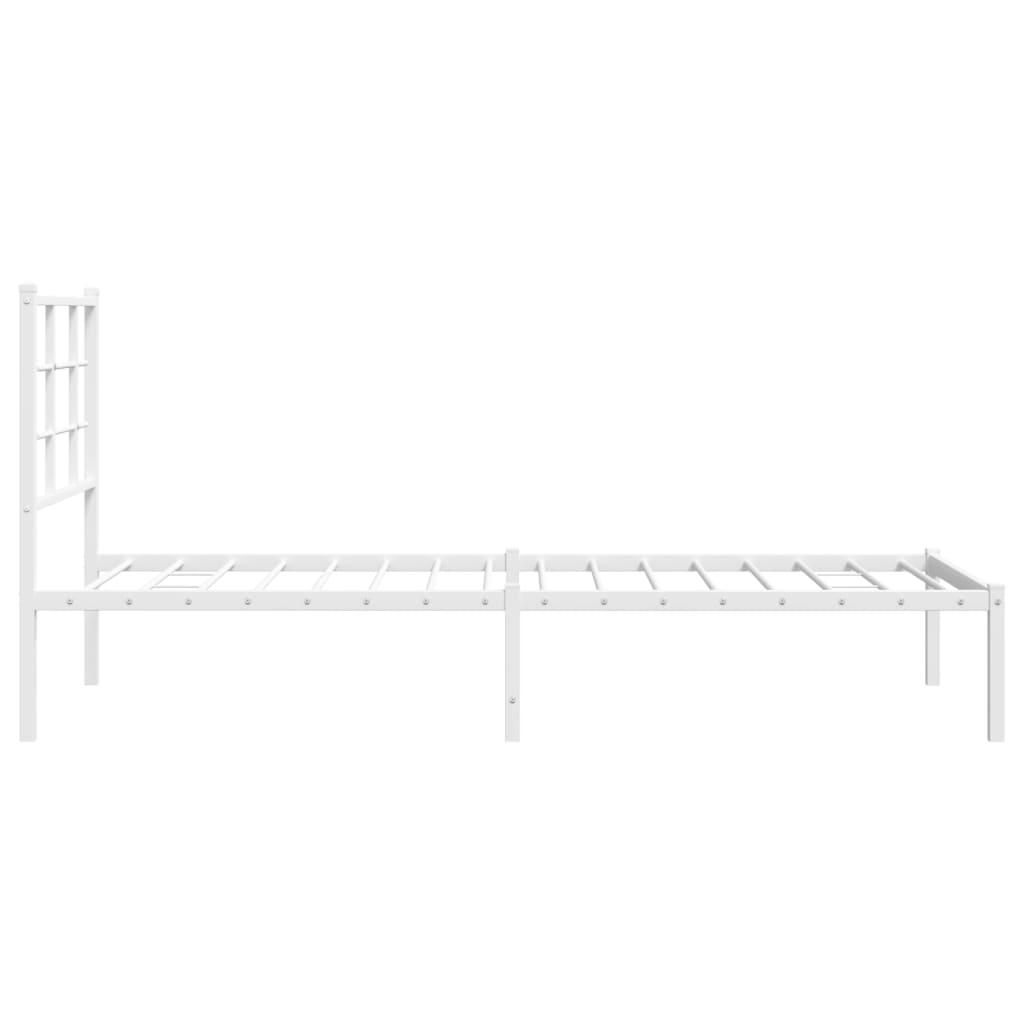 Cadre de lit métal sans matelas avec tête de lit blanc 75x190cm