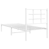 Cadre de lit métal sans matelas avec tête de lit blanc 75x190cm