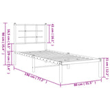 Cadre de lit métal sans matelas avec tête de lit blanc 75x190cm