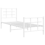 Cadre de lit métal sans matelas avec pied de lit blanc 80x200cm