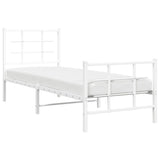 Cadre de lit métal sans matelas avec pied de lit blanc 80x200cm