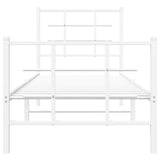 Cadre de lit métal sans matelas avec pied de lit blanc 80x200cm