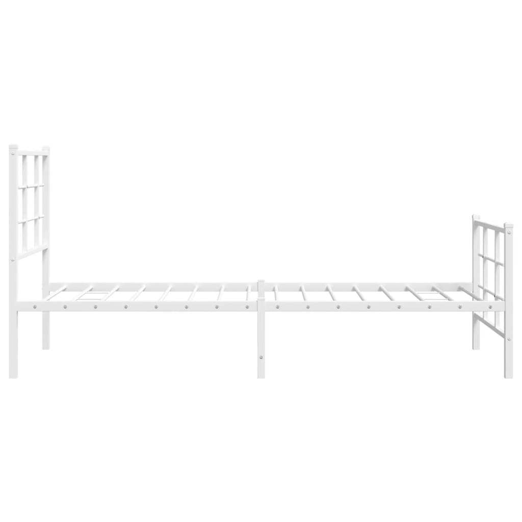 Cadre de lit métal sans matelas avec pied de lit blanc 80x200cm