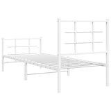 Cadre de lit métal sans matelas avec pied de lit blanc 80x200cm