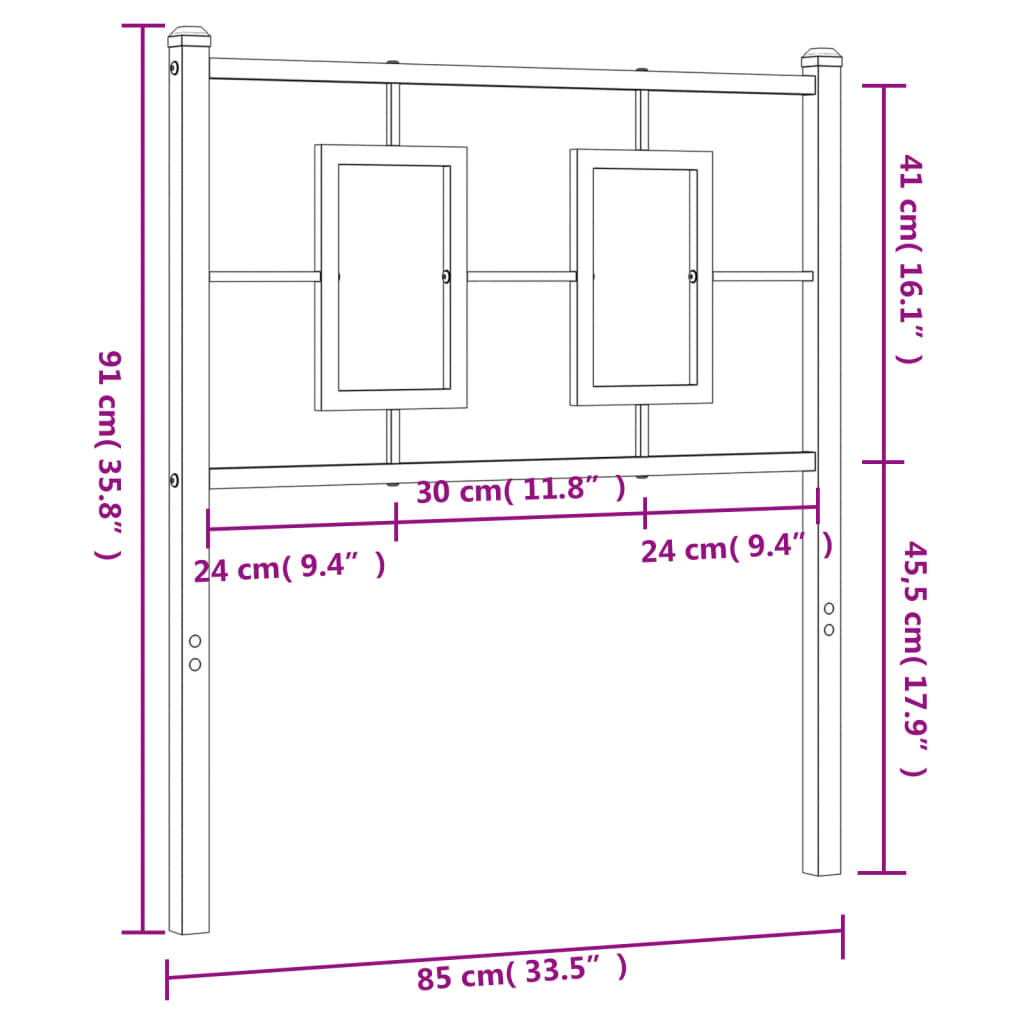 Tête de lit métal noir 80 cm