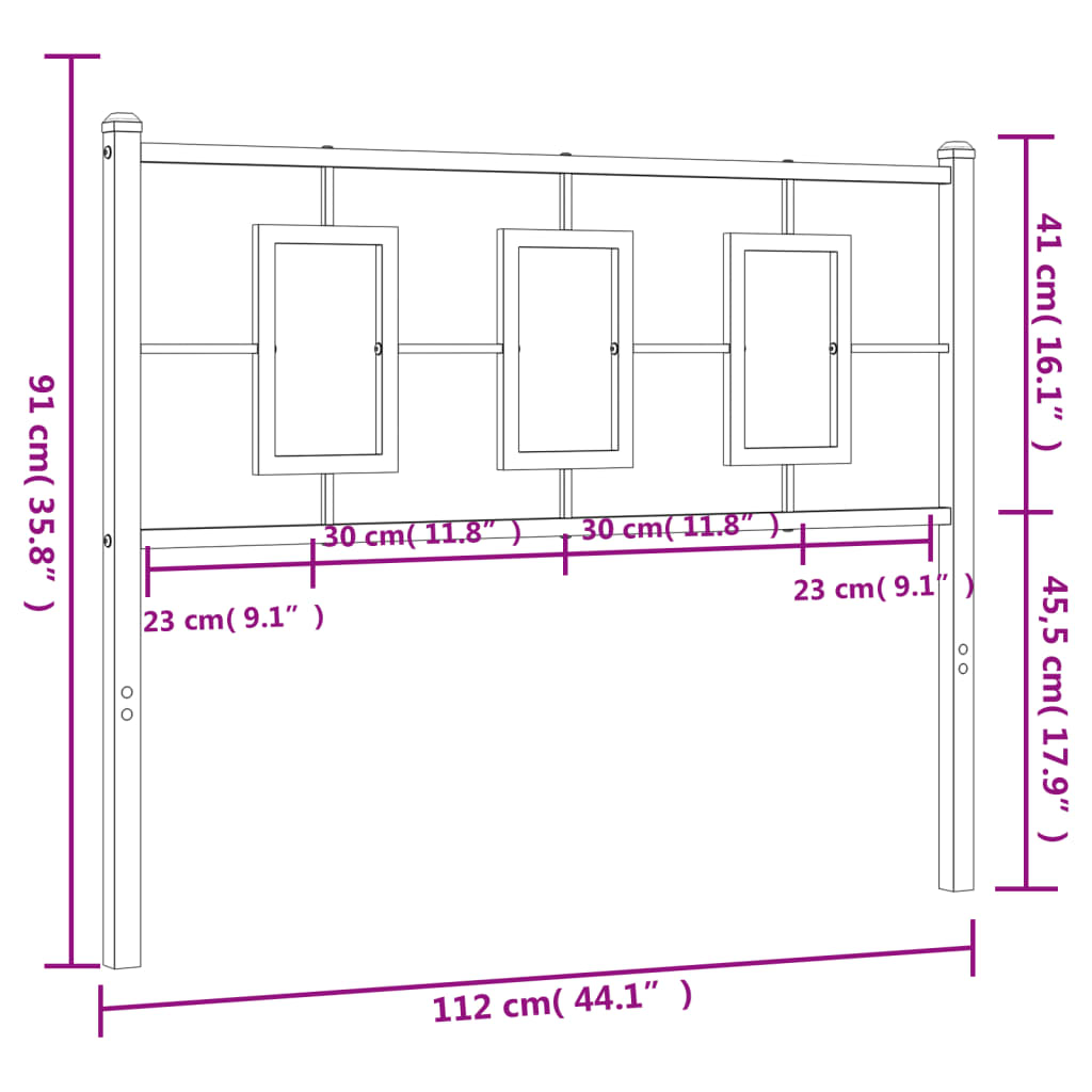 Tête de lit métal noir 107 cm