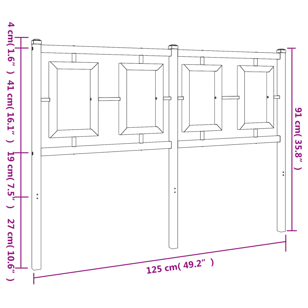 Tête de lit métal noir 120 cm