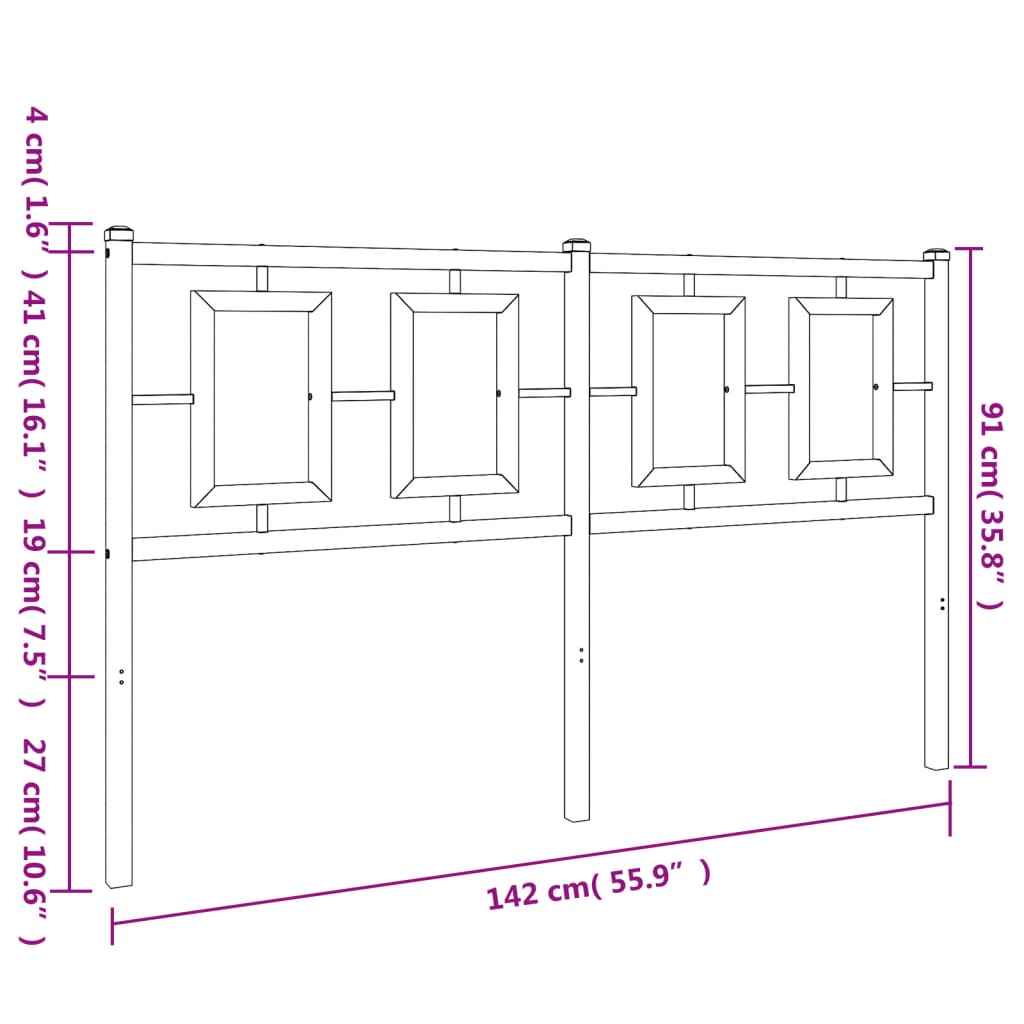 Tête de lit métal noir 135 cm