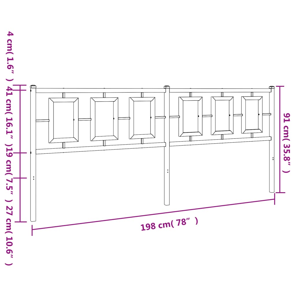 Tête de lit métal noir 193 cm