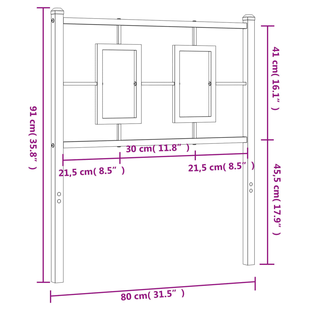 Tête de lit métal blanc 75 cm