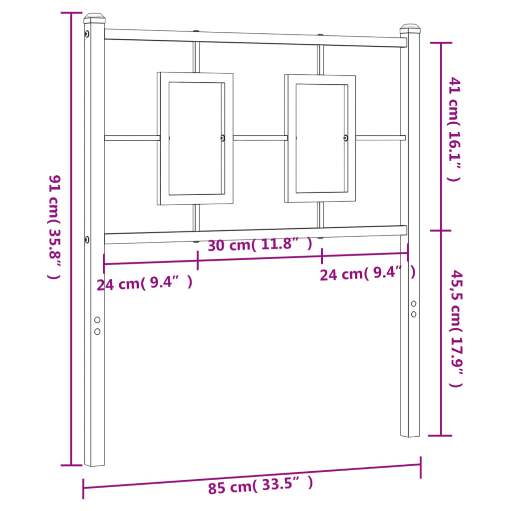 Tête de lit métal blanc 80 cm