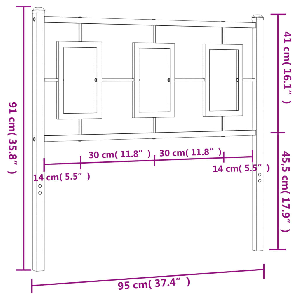 Tête de lit métal blanc 90 cm