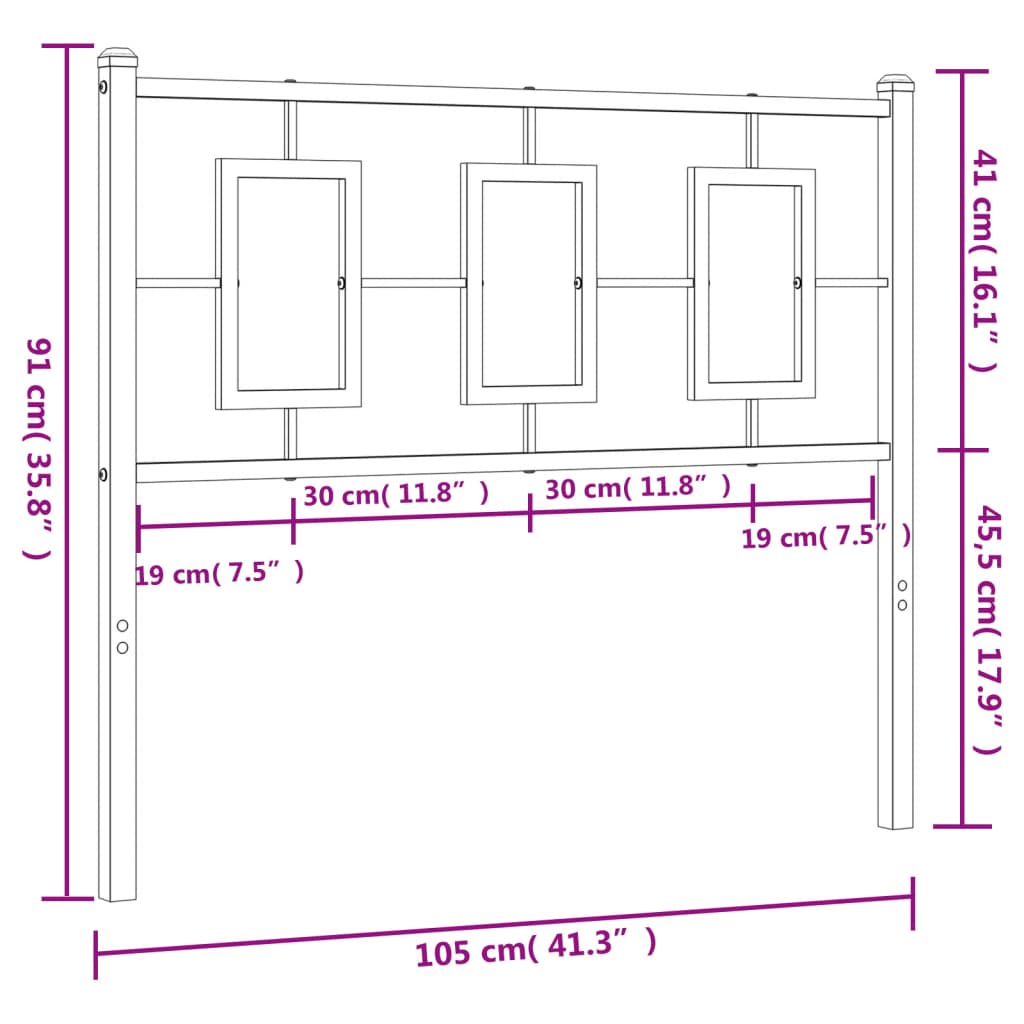 Tête de lit métal blanc 100 cm