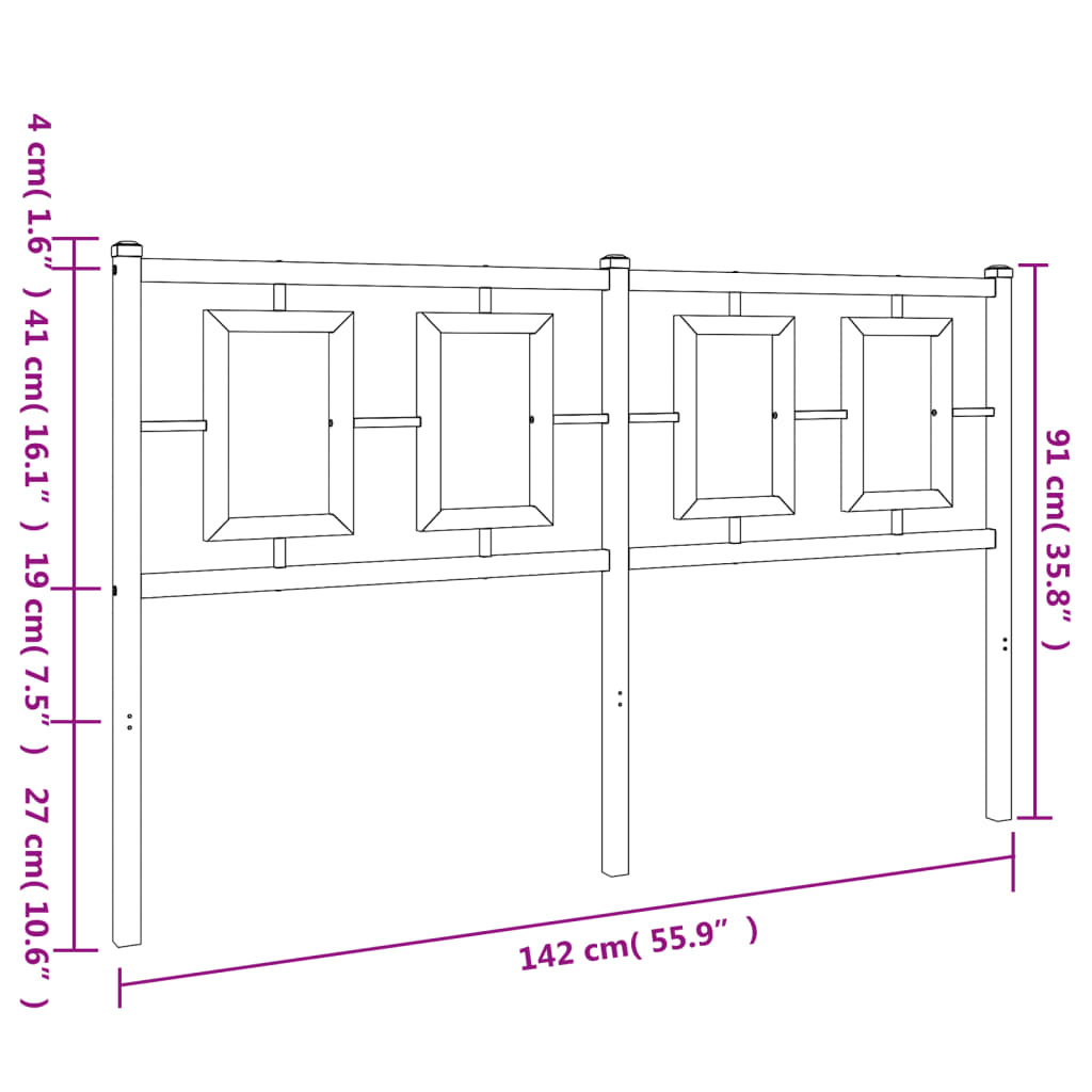 Tête de lit métal blanc 135 cm