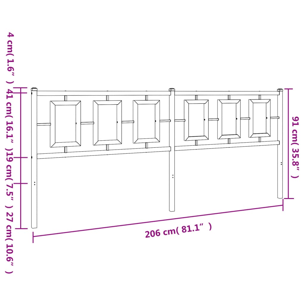 Tête de lit métal blanc 200 cm