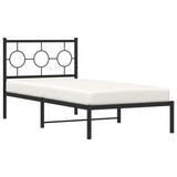 Cadre de lit métal sans matelas avec tête de lit noir 90x200 cm