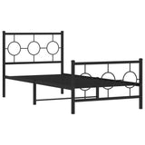 Metal bed frame without mattress with black footboard 90x200 cm