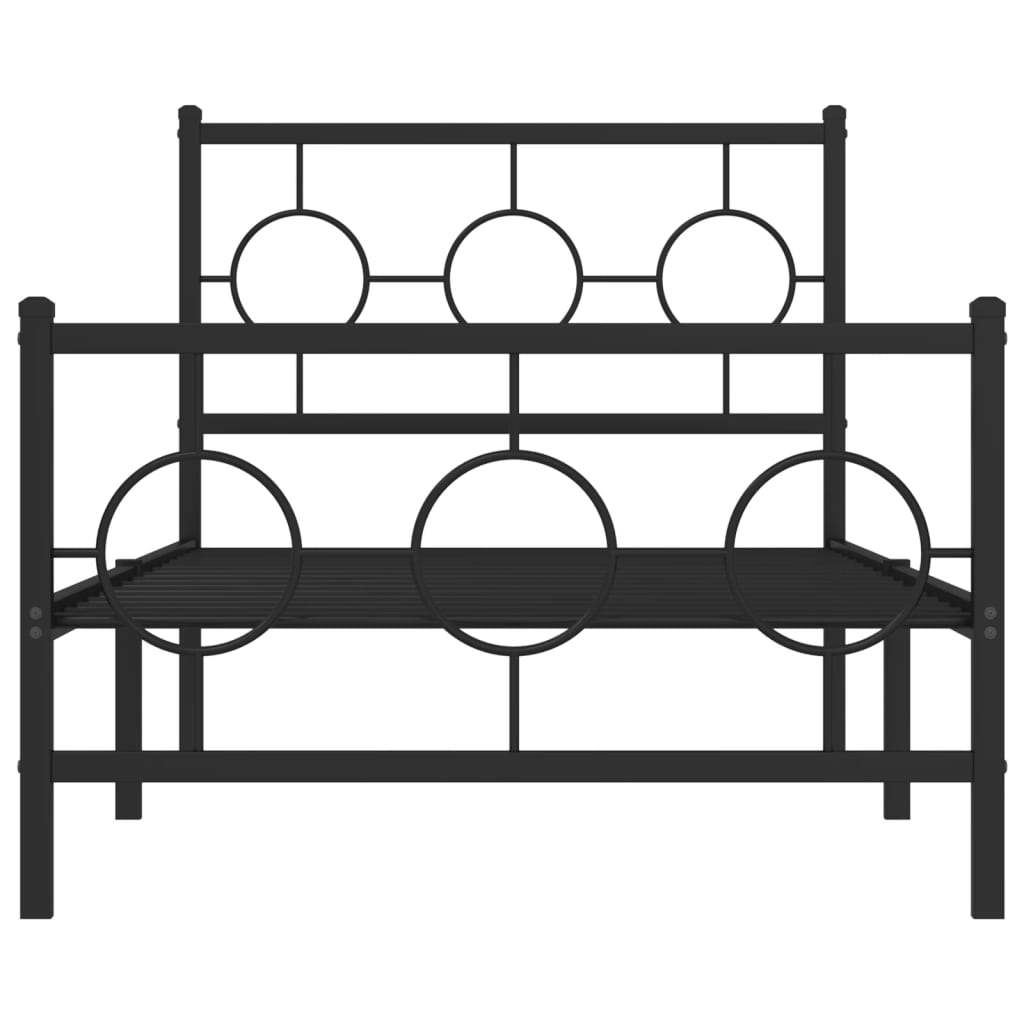 Metal bed frame without mattress with black footboard 90x200 cm