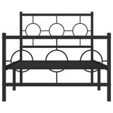 Metal bed frame without mattress with black footboard 90x200 cm