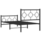 Metal bed frame without mattress with black footboard 90x200 cm