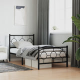 Metal bed frame without mattress with black footboard 90x200 cm