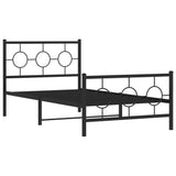 Cadre de lit métal sans matelas avec pied de lit noir 100x190cm