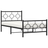 Cadre de lit métal sans matelas avec pied de lit noir 100x190cm