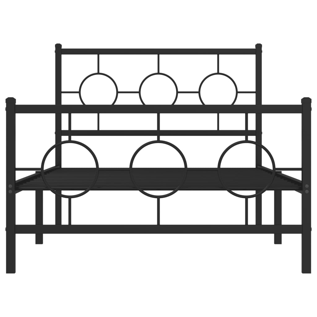 Cadre de lit métal sans matelas avec pied de lit noir 100x190cm