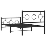 Cadre de lit métal sans matelas avec pied de lit noir 100x190cm