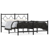 Cadre de lit métal sans matelas avec pied de lit noir 135x190cm