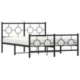 Cadre de lit métal sans matelas avec pied de lit noir 135x190cm