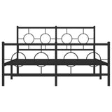 Cadre de lit métal sans matelas avec pied de lit noir 135x190cm