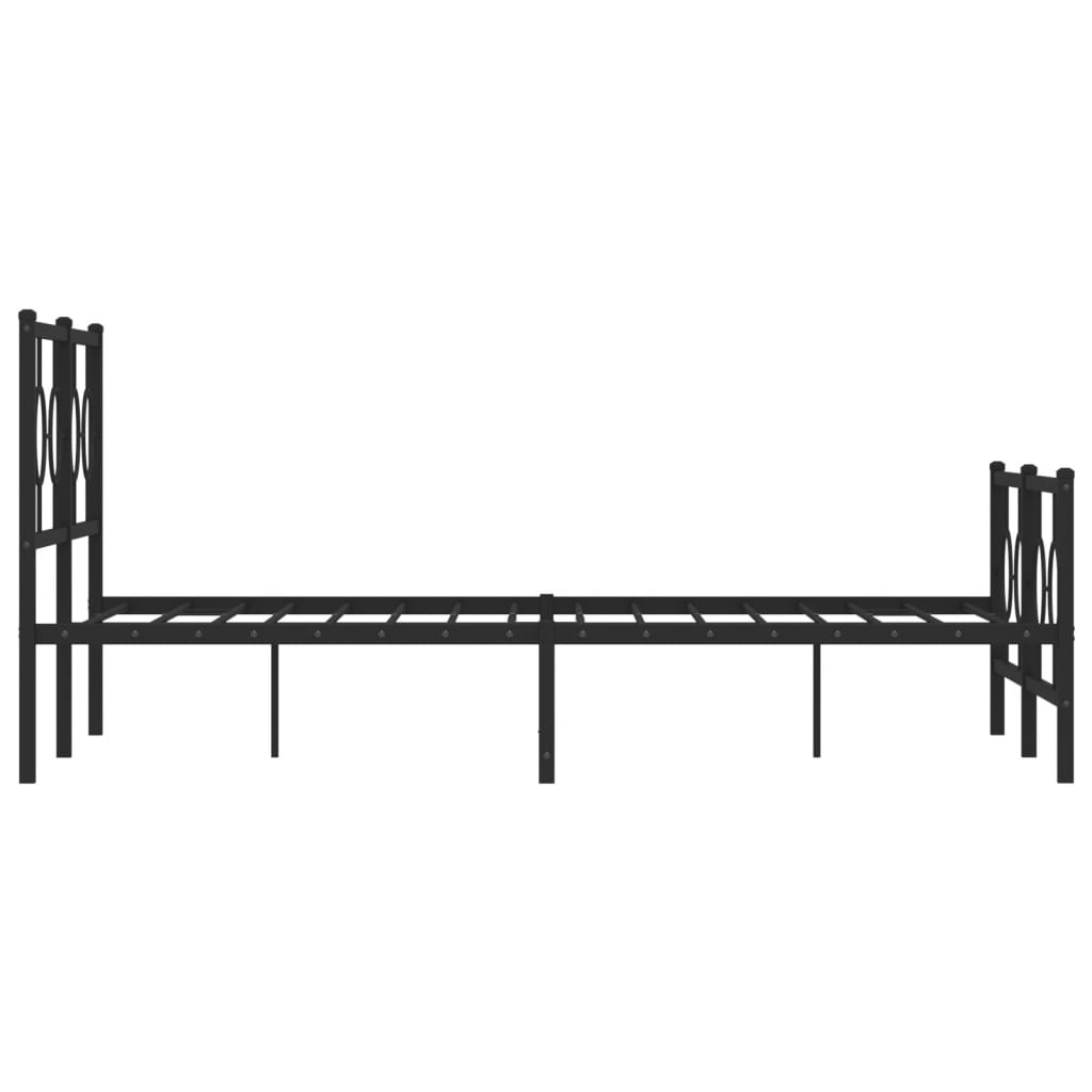 Cadre de lit métal sans matelas avec pied de lit noir 135x190cm