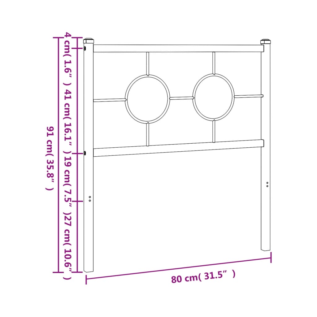 Tête de lit métal noir 75 cm