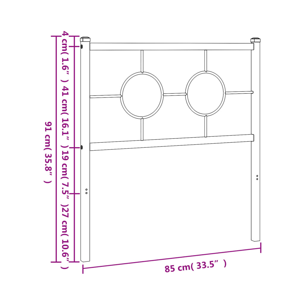 Tête de lit métal noir 80 cm