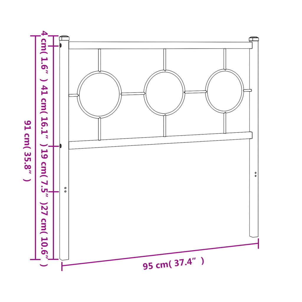 Tête de lit métal noir 90 cm