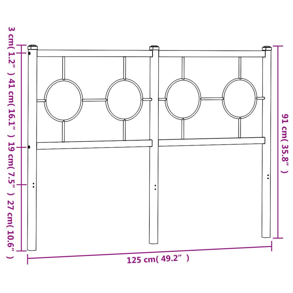 Tête de lit métal noir 120 cm