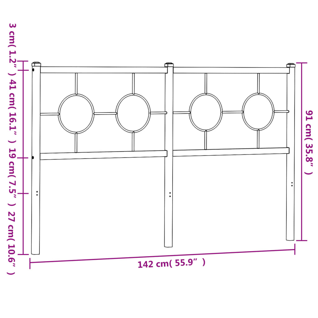 Tête de lit métal noir 135 cm