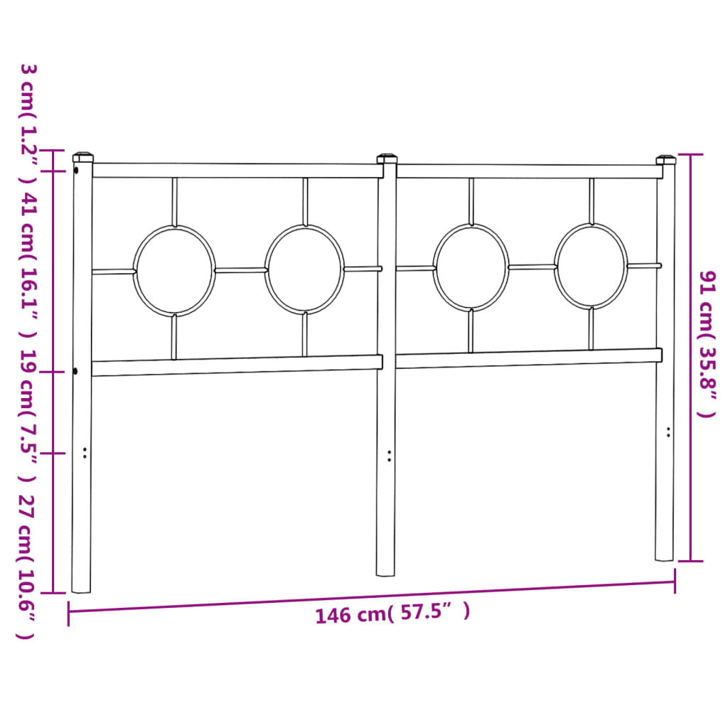 Tête de lit métal noir 140 cm