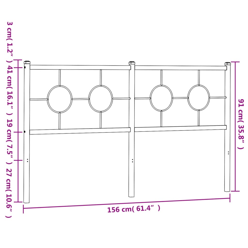 Tête de lit métal noir 150 cm