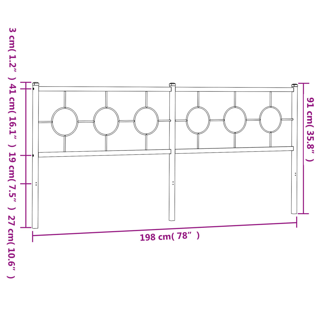 Tête de lit métal noir 193 cm