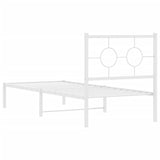 Cadre de lit métal sans matelas avec tête de lit blanc 80x200cm