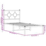 Cadre de lit métal sans matelas avec tête de lit blanc 80x200cm