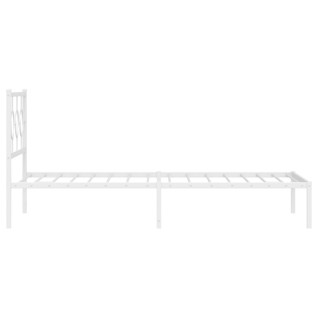 Cadre de lit métal sans matelas et tête de lit blanc 107x203 cm