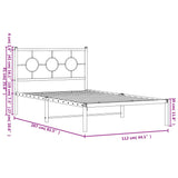 Cadre de lit métal sans matelas et tête de lit blanc 107x203 cm