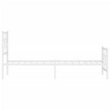 Cadre de lit métal sans matelas avec pied de lit blanc 90x200cm