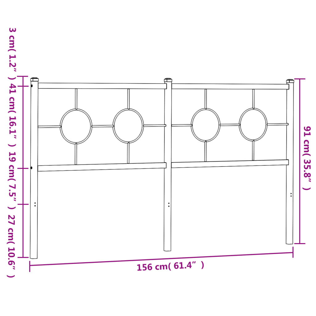 Tête de lit métal blanc 150 cm