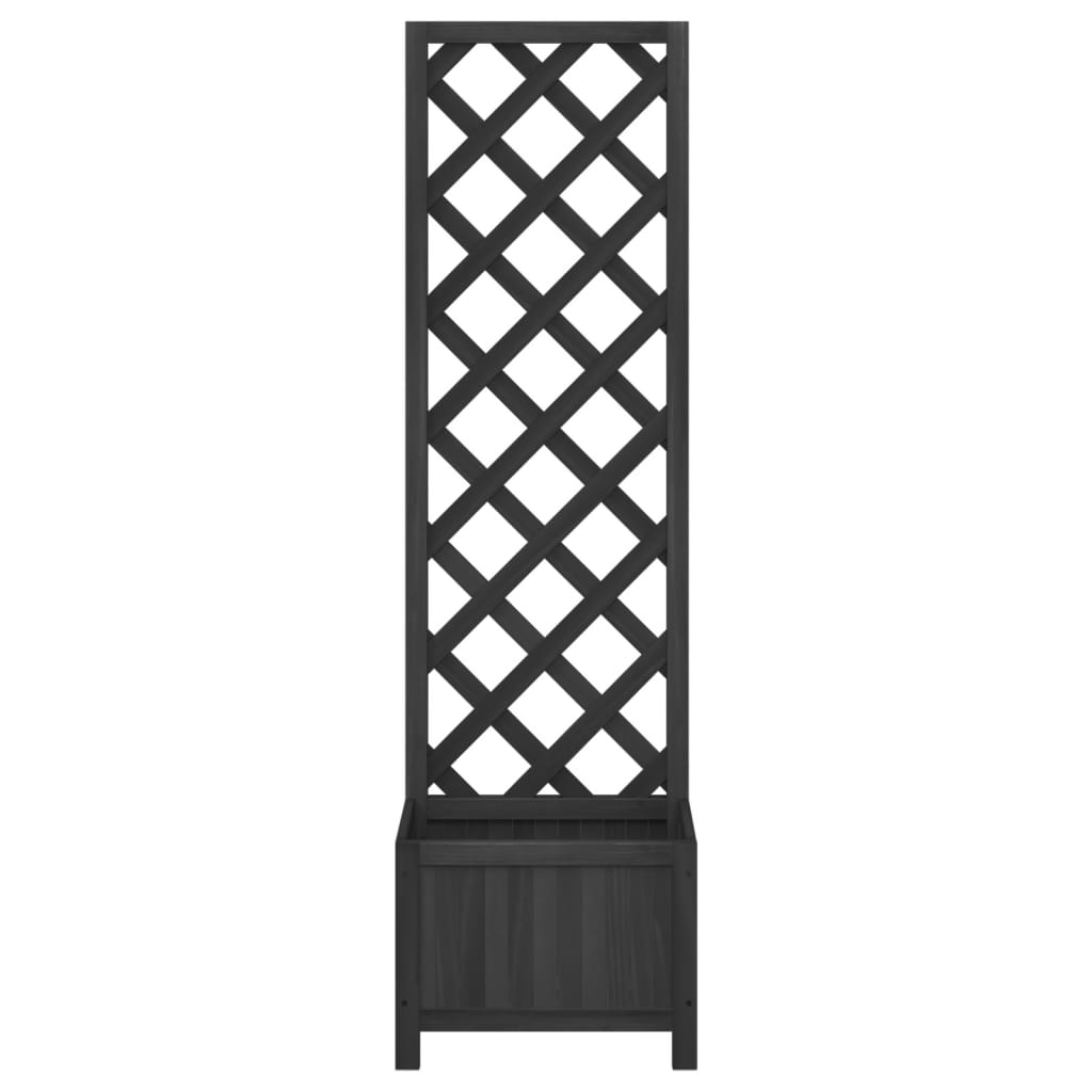 Planter with black trellis solid fir wood