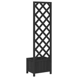 Planter with black trellis solid fir wood